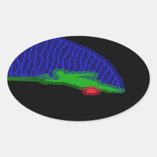 Sticker Ovale Jet de néon de skieur de l'eau de slalom