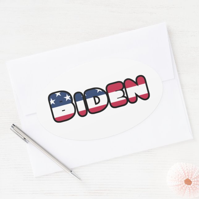 Sticker Ovale Joe Biden soutient l'élection présidentielle améri (Enveloppe)