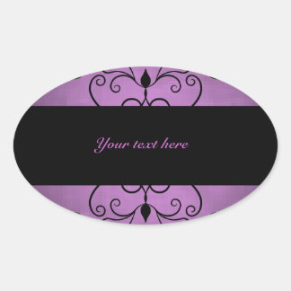 Sticker Ovale Joli tourbillon noir sur violet