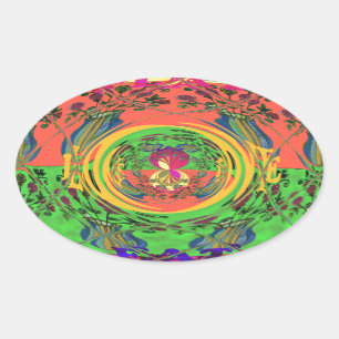 Sticker Ovale Jolie et belle florale Motif Art Imprimer Design