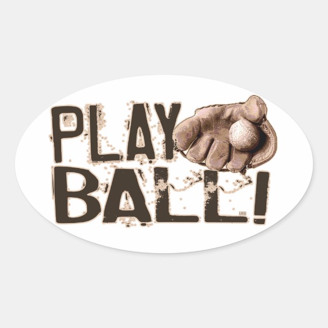 Sticker Ovale Jouer Ball Retro Ball Gant (Devant)