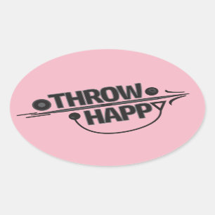 Sticker Ovale Jouez Happy Shot Placer Discus Lancer Stickers!