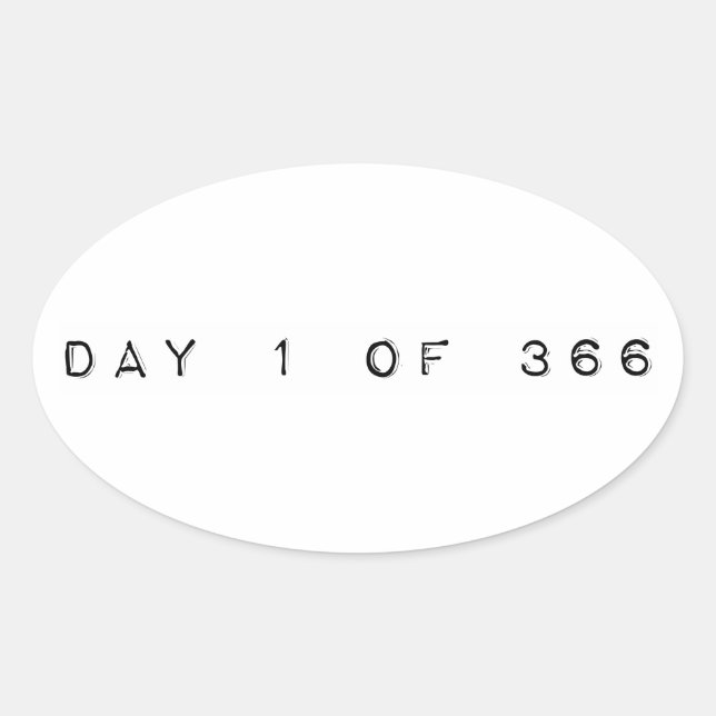 Sticker Ovale jour 1 de 366 HAPPY LEAP YEAR (Devant)