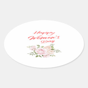 Sticker Ovale jour des femmes heureux blanc