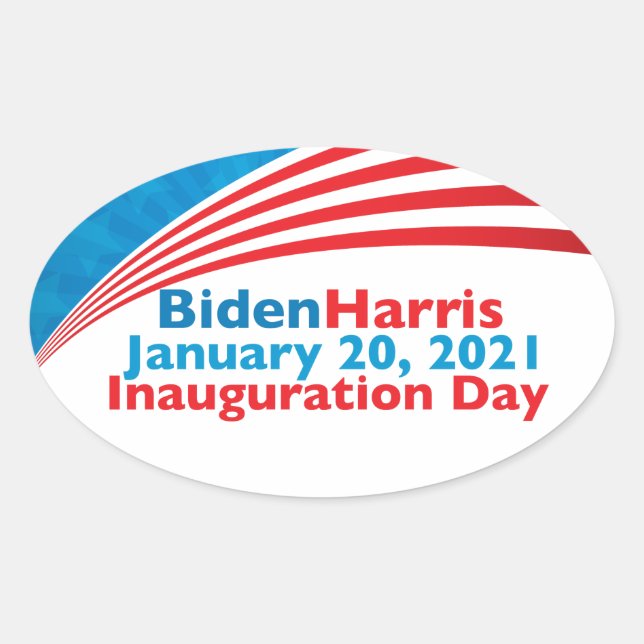 Sticker Ovale Jour d'inauguration de Biden Harris Drapeau améric (Devant)