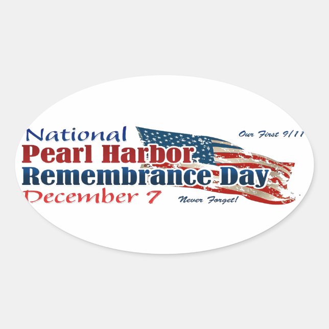 Sticker Ovale Journée nationale Pearl Harbour (Devant)
