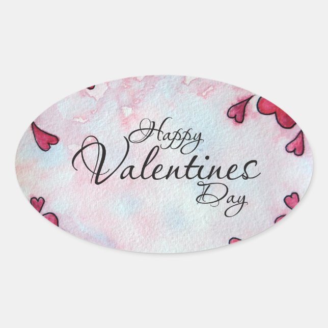 Sticker Ovale Joyeuse Saint-Valentin (Devant)