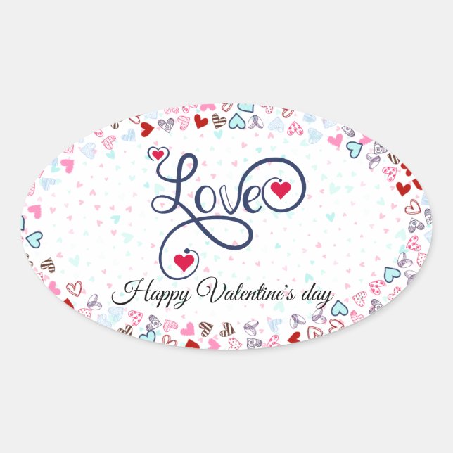 Sticker Ovale Joyeuse Saint-Valentin (Devant)