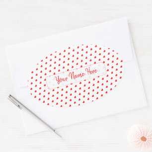 Sticker Ovale Joyeuse Saint-Valentin Moderne Motif d'Amour
