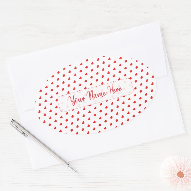 Sticker Ovale Joyeuse Saint-Valentin Moderne Motif d'Amour (Enveloppe)