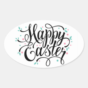 Sticker Ovale Joyeuses Pâques