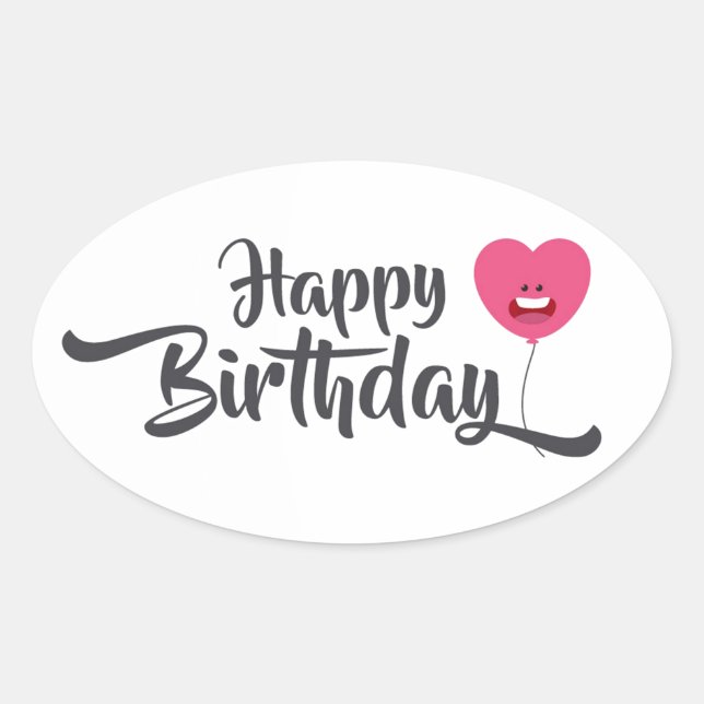 Sticker Ovale Joyeux Anniversaire (Devant)