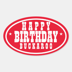 Sticker Ovale Joyeux anniversaire Buckaroo Rouge