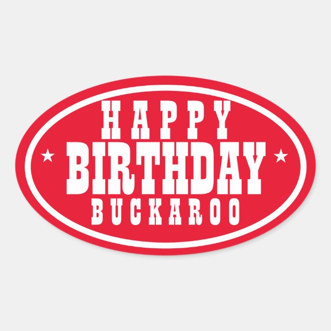 Sticker Ovale Joyeux anniversaire Buckaroo Rouge (Devant)