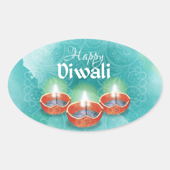 Sticker Ovale Joyeux Diwali   (Devant)