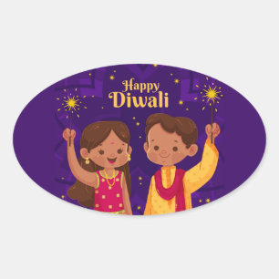 Sticker Ovale Joyeux Diwali