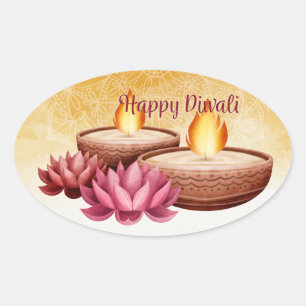 Sticker Ovale Joyeux Diwali