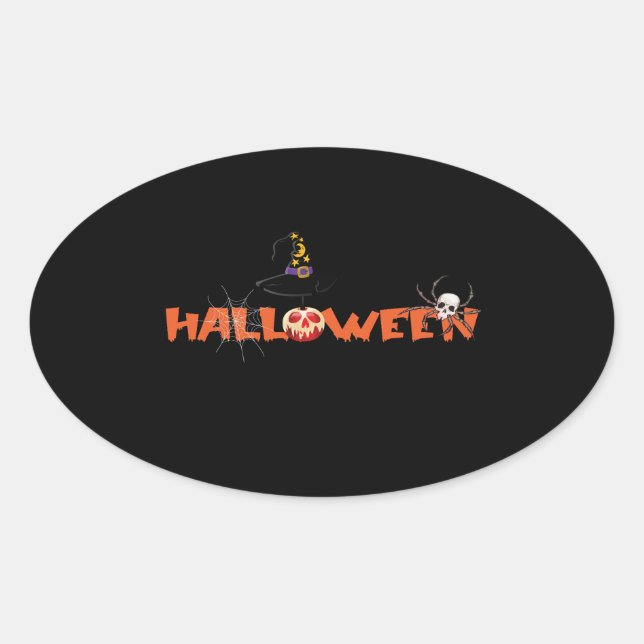 Sticker Ovale Joyeux Halloween (Devant)