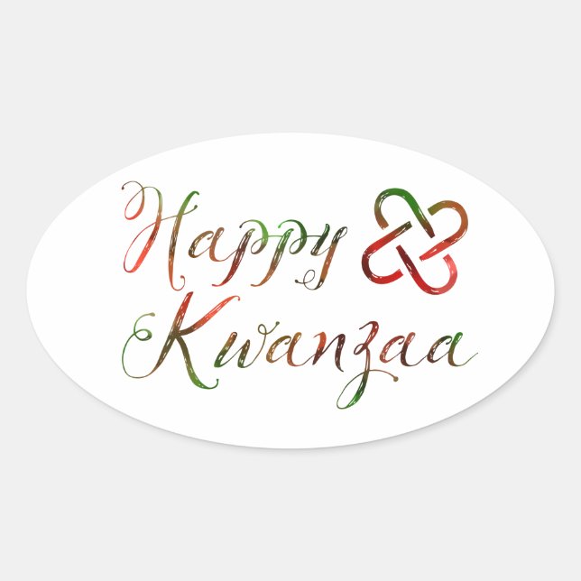 Sticker Ovale Joyeux Kwanzaa Bokeh Umoja (Devant)