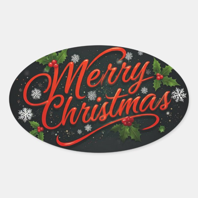 Sticker Ovale Joyeux Noël (Devant)