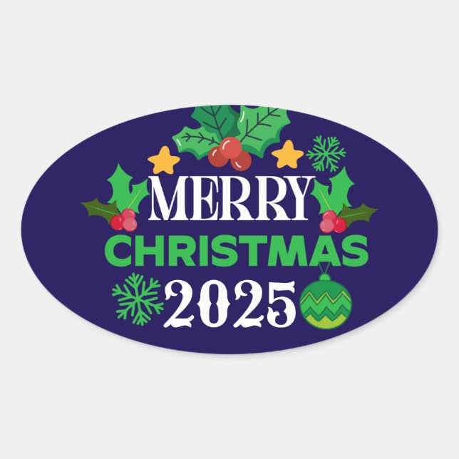 Sticker Ovale Joyeux Noël 2025-86303 (Devant)