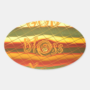 Sticker Ovale Joyeux Noël Dieu Béni Vous Couleurs Design