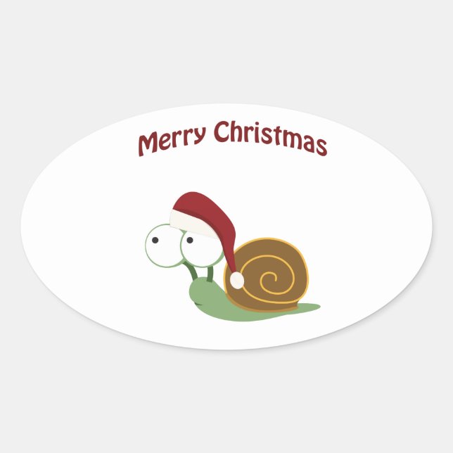 Sticker Ovale Joyeux Noël ! Escargot (Devant)