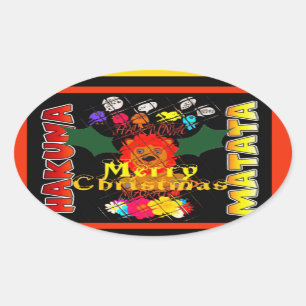 Sticker Ovale Joyeux Noël et une bonne année