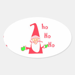 Sticker Ovale Joyeux Noël Joyeux Noël Drôle Père Noël Hohoho