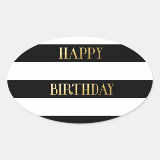 Sticker Ovale Joyeux or d'anniversaire