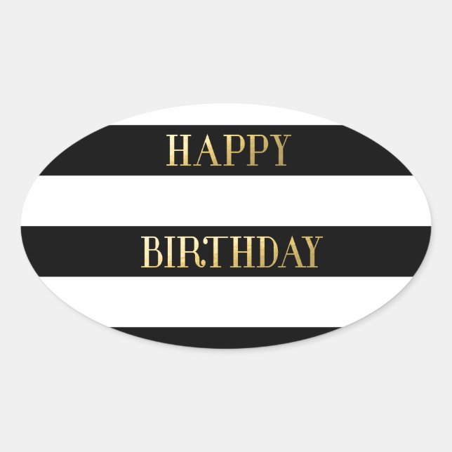Sticker Ovale Joyeux or d'anniversaire (Devant)