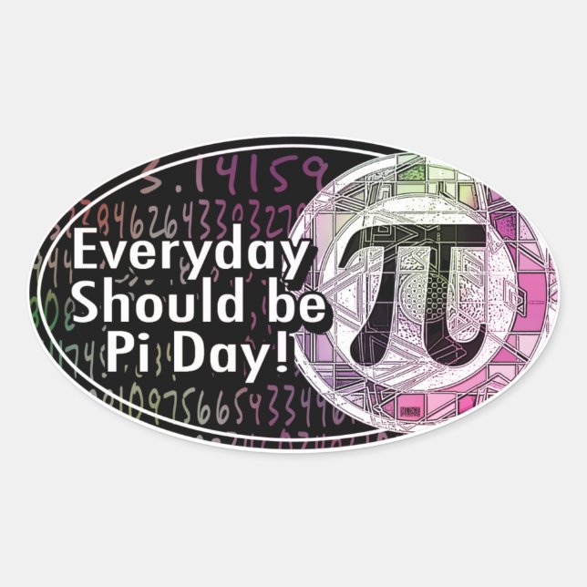 Sticker Ovale Joyeux Pi Day Oval Designs (Devant)
