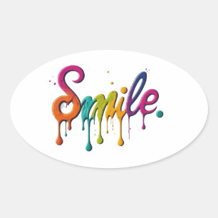 Sticker Ovale Joyeux sourire