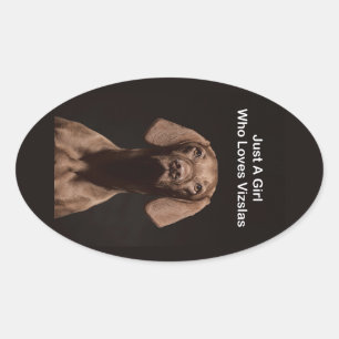 Sticker Ovale Juste une fille qui aime les Vizslas