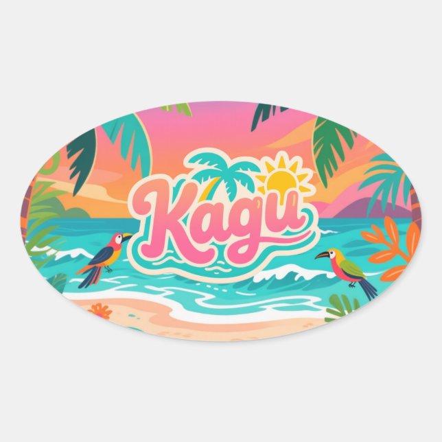 Sticker Ovale Kagu Tropical (Devant)