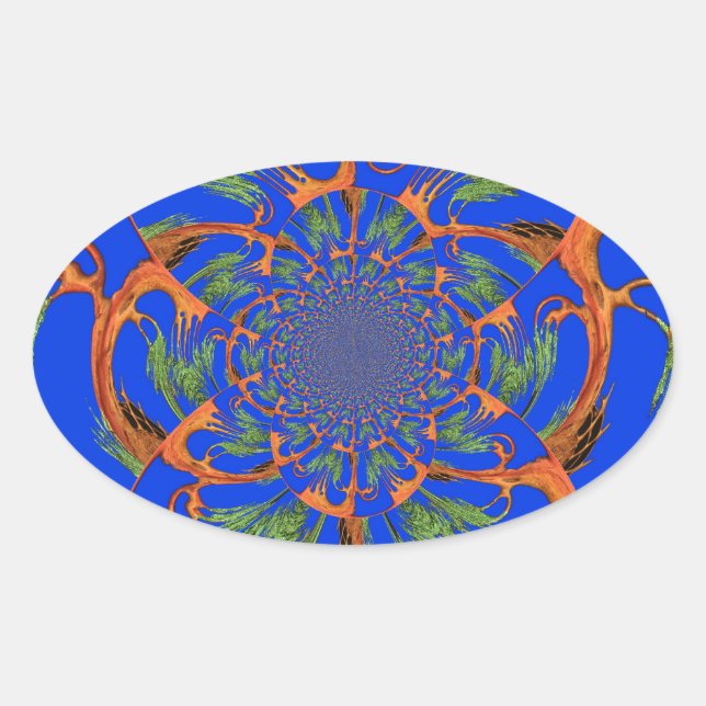 Sticker Ovale Kaleidoscope Acacia Arbre Art Imprimer/Graphique (Devant)