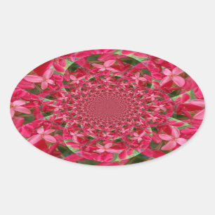 Sticker Ovale Kaleidoscope de Crimson : Blood Milkweed Flower Ar