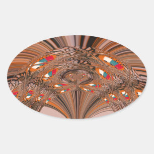 Sticker Ovale Kaleidoscope noir africain Design d'impression