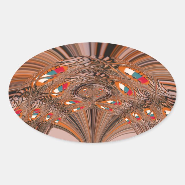 Sticker Ovale Kaleidoscope noir africain Design d'impression (Devant)