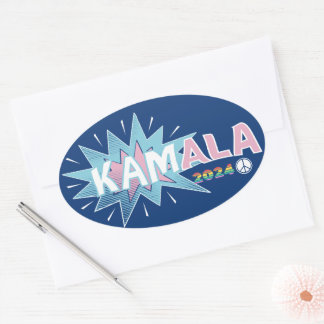 STICKER OVALE KAMALA COMIC MADAM PRÉSIDENT KAMALA HARRIS 2024