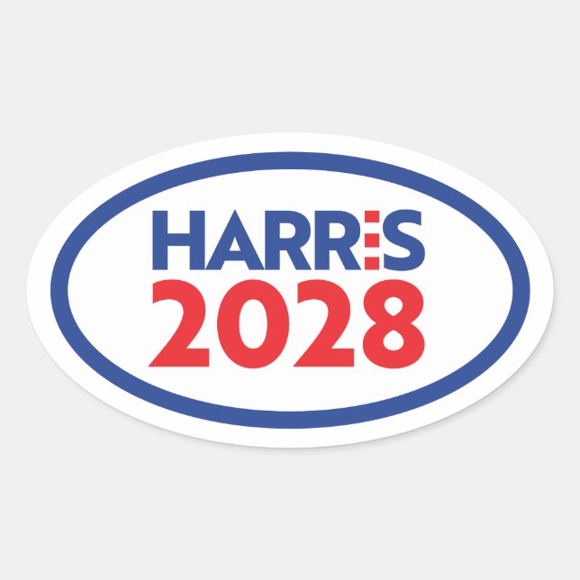 Sticker Ovale Kamala Harris 2028 (Devant)