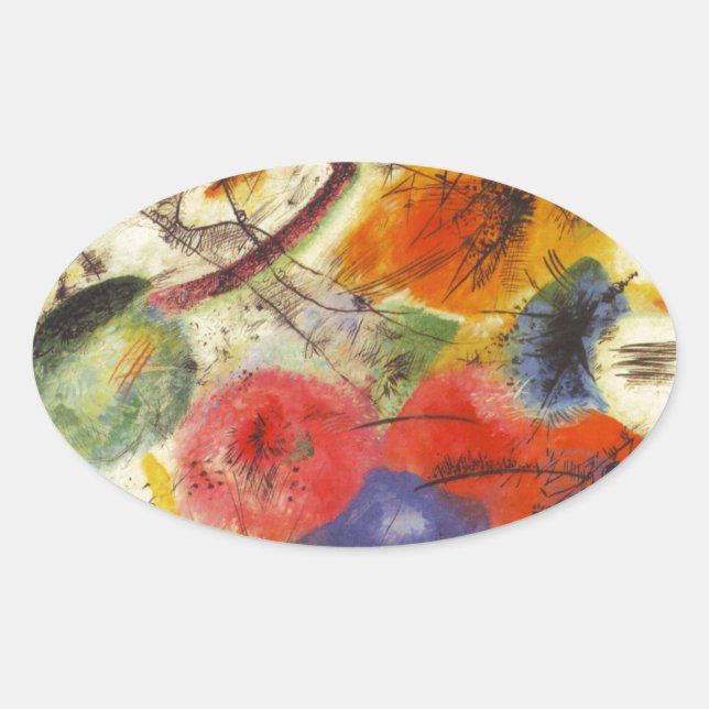 Sticker Ovale Kandinsky Noir frappe la peinture Abstraite (Devant)