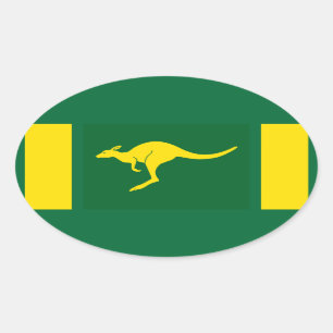 Sticker Ovale Kangourou australien de QUATRE couleurs
