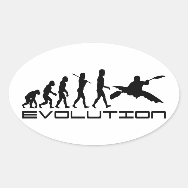 Sticker Ovale Kayak Kayaking Water Sport Evolution Art (Devant)