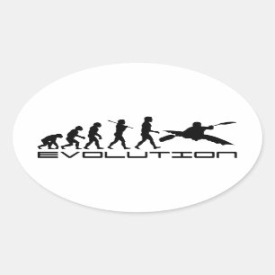 Sticker Ovale Kayak Kayaking Water Sport Evolution Art