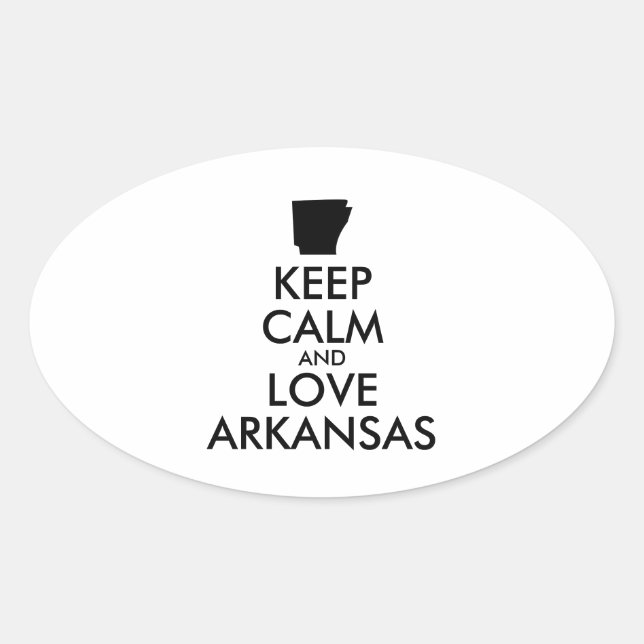 Sticker Ovale KEEP CALM et LOVE ARKANSAS (Devant)