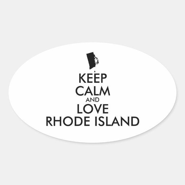 Sticker Ovale KEEP CALM et LOVE RHODE ISLAND personnalisables (Devant)