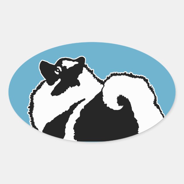 Sticker Ovale Keeshond Graphics - Cute Original Chig Art (Devant)