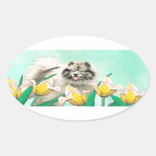 Sticker Ovale Keeshony in Tulips Peinture mignonne Original Chie
