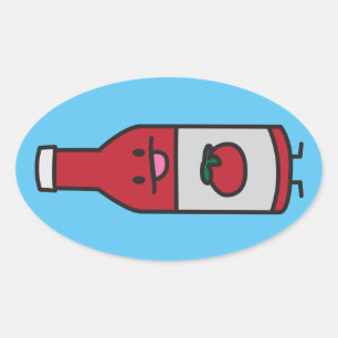Sticker Ovale Ketchup Bouteille Sauce tomate Table condiment fan